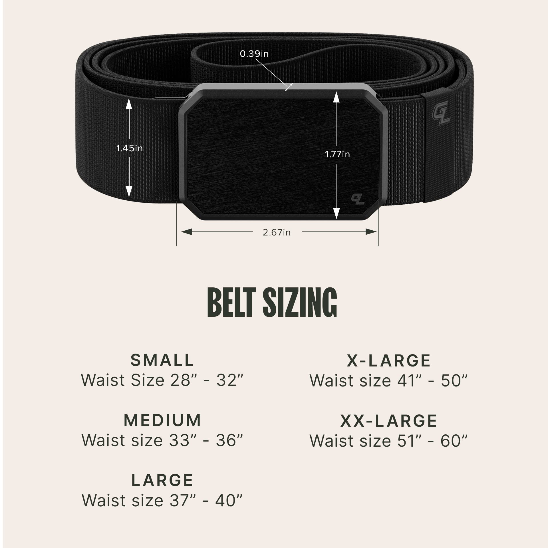 Groove Life Groove Belt Black/Black - Men's Stretch Nylon Belt with Magnetic Aluminum Buckle, Lifetime Coverage - Medium (33-36")