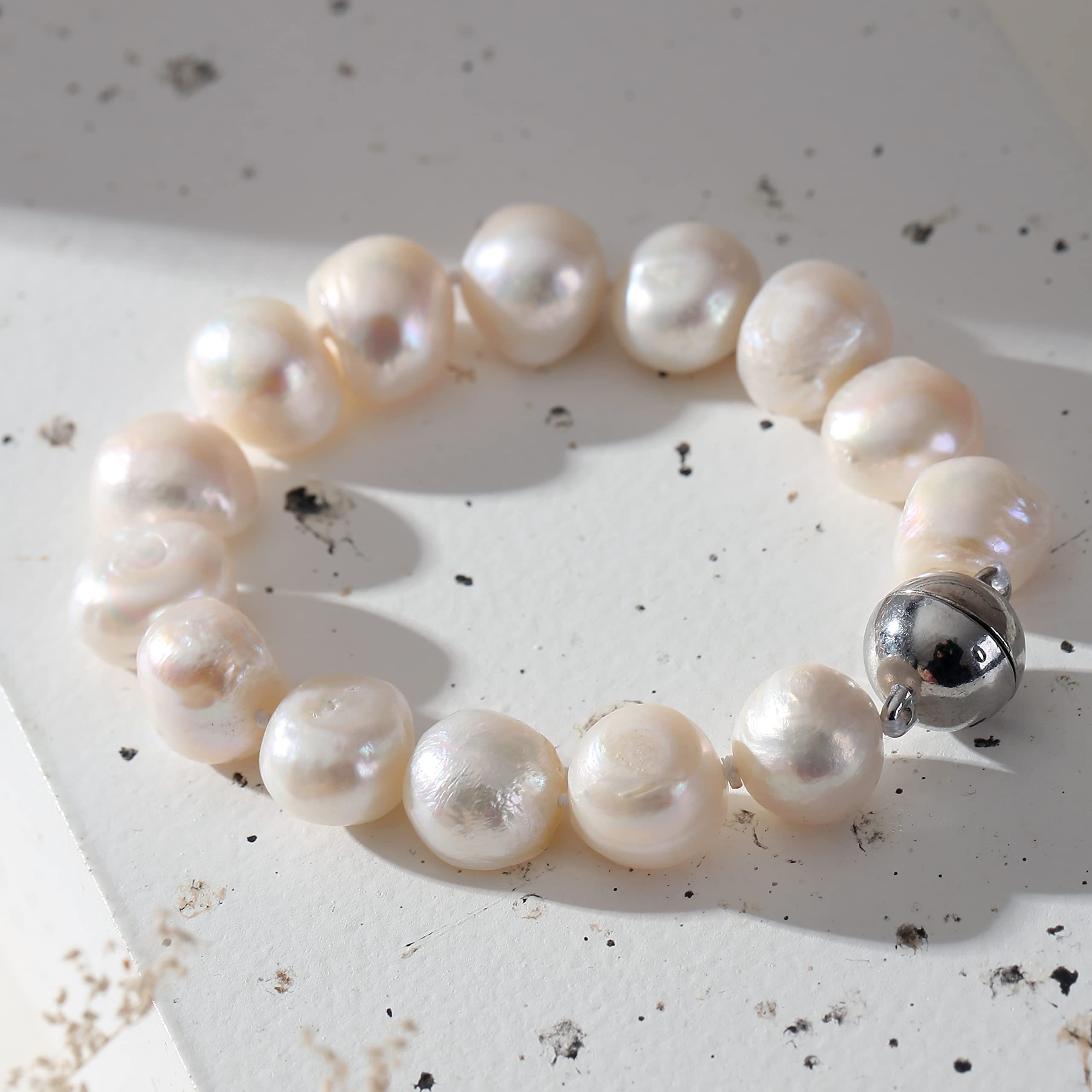 NW White Baroque natural freshwater pearl bracelet (white, 8.2 inch)