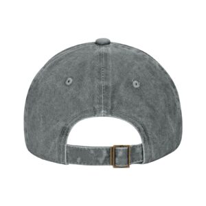 Vunko Hello Panda Gray Vintage Distressed Adjustable Washed Denim Cotton Low Profile Mens Dad Trucker Hat Black Fitted Baseball Ball Cap for Men Unisex Headwear