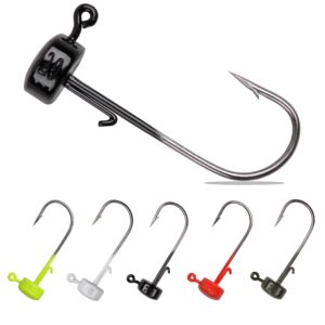 Ned Rig Jig Heads Kit, 20pcs Mushroom Head Ned Jig Hooks for Soft Lures Finesse Mushroom Jig Heads Hook Weedless Jig Heads for Bass Fishing 1/10oz 1/8oz 1/6oz (1/8oz (3.5g) - 20pcs)