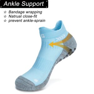 GOGOGOAL Anti-slip Ankle Sock Men Women Elder Hospital Non-slip Slipper Sock Tape Athletic Trainning Sock for Yoga Soccer Gym cycling Light Blue L 4P