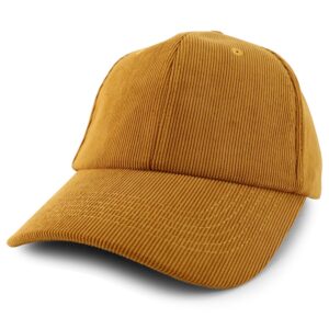 trendy apparel shop polyester corduroy structured baseball cap dad hat - mustard