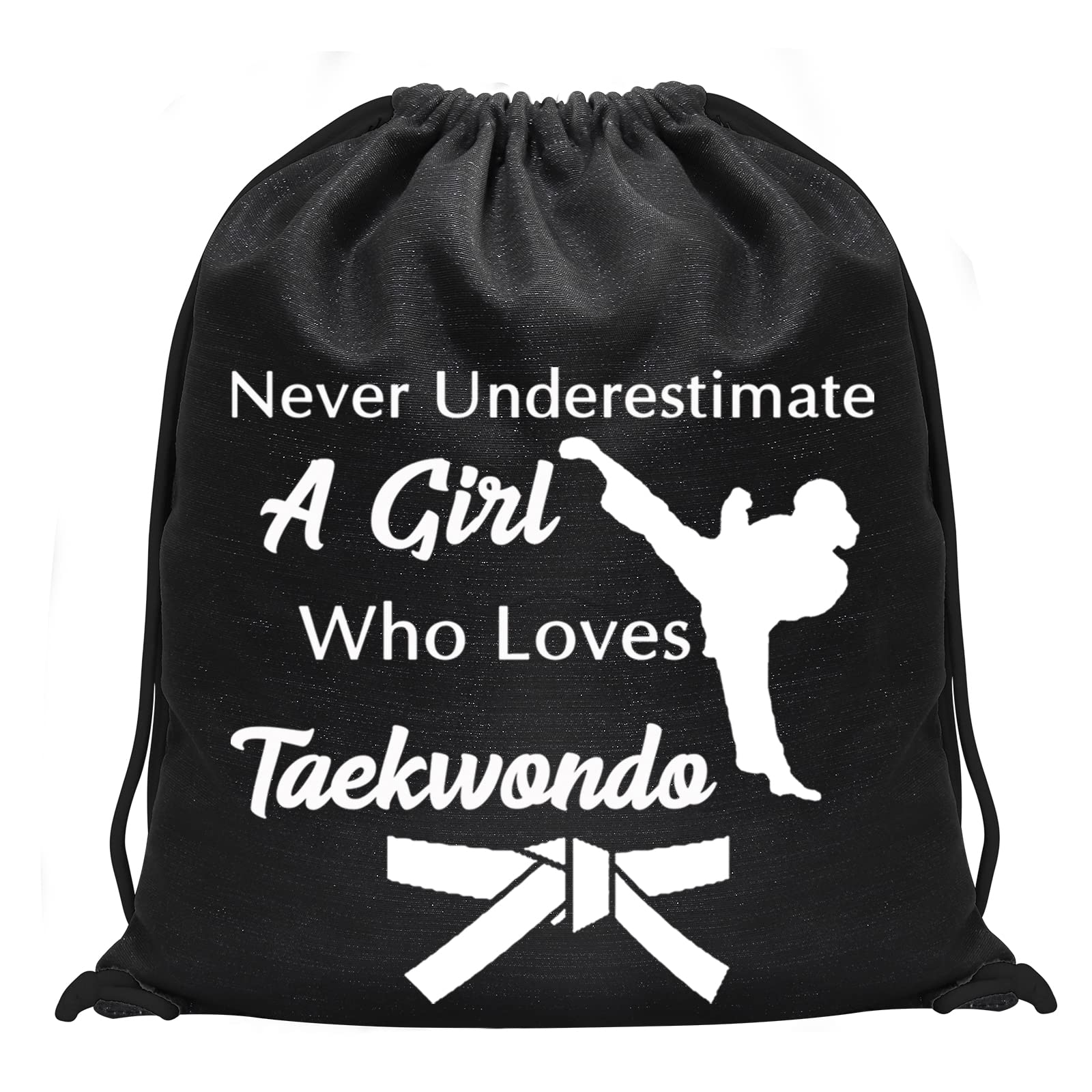 PXTIDY Taekwondo Gifts Martial Arts Drawstring Bag Who Loves Taekwondo Drawstring Backpack