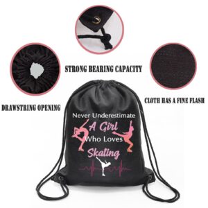 PXTIDY Ice Skate Drawstring Bag Ice Skating Gifts Who Loves Skating Competition Bag Figure Skating Gift