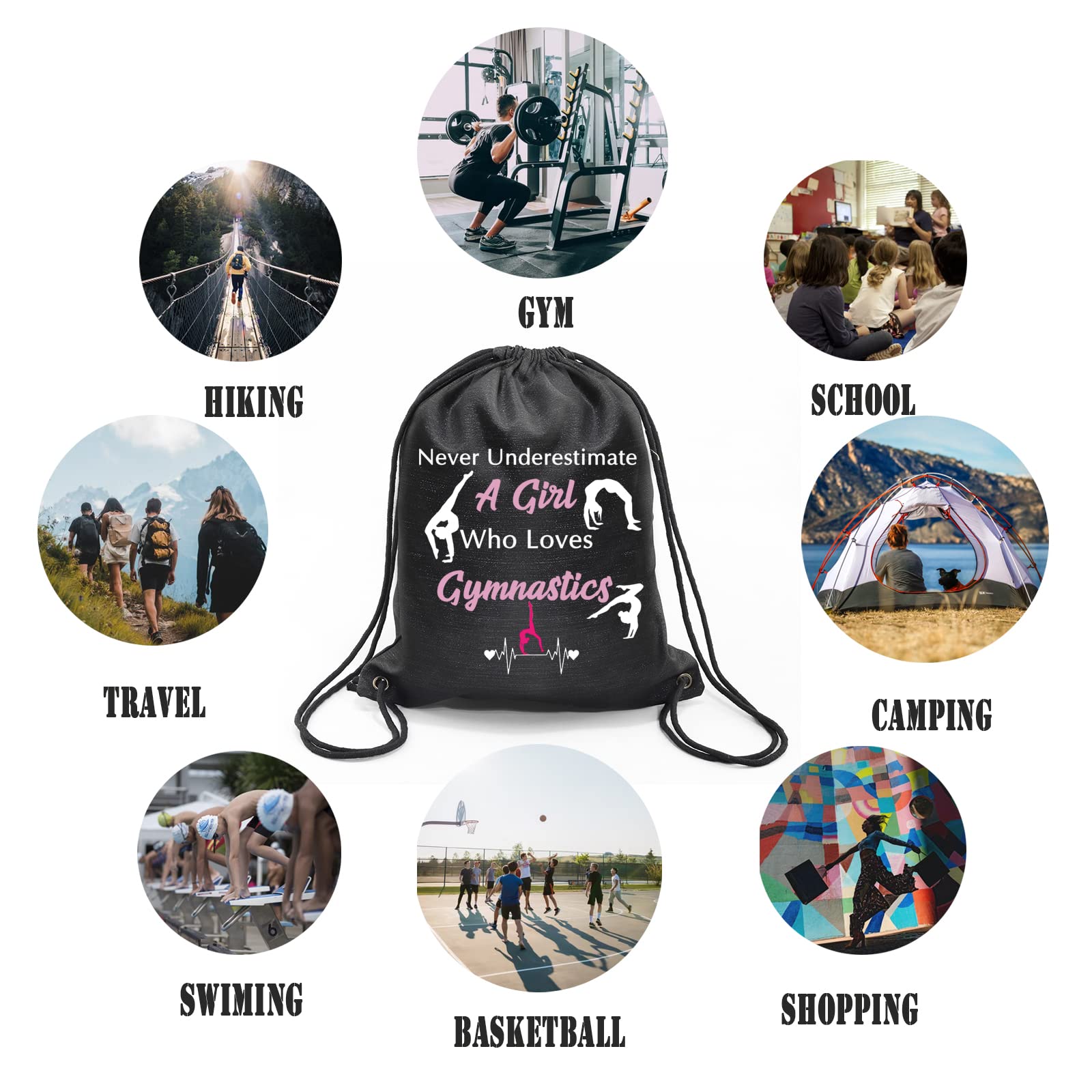 PXTIDY Gymnastics Gifts Gymnastics Drawstring Bag Who Loves Gymnastics Gymnasts Gifts for Gymnastics