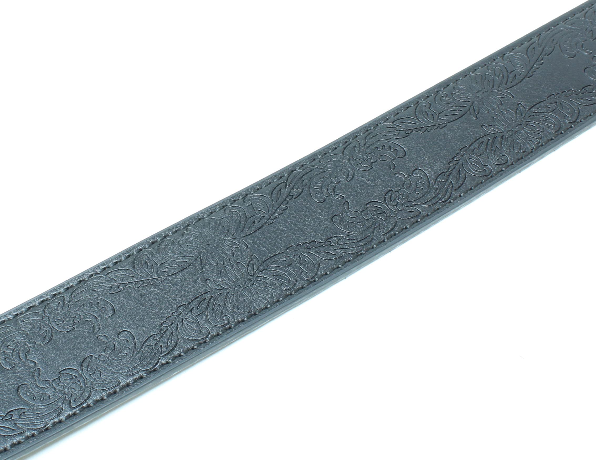 BC Belts Leather Belt Strap with Tooled Western Floral Leaf Embossed Pattern 1.5" Wide with Snaps (Black-S)