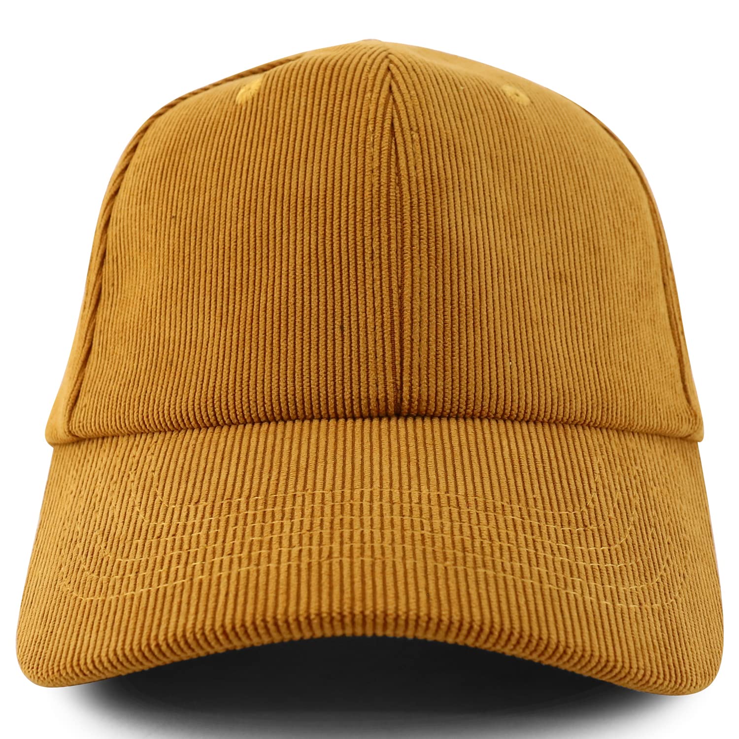 Trendy Apparel Shop Polyester Corduroy Structured Baseball Cap Dad Hat - Mustard