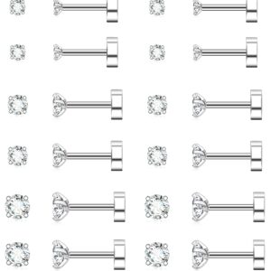 LYLYMIMI Surgical Steel Hypoallergenic Flat Back Stud Earrings for Women Screw Back Ear Piercing Earring