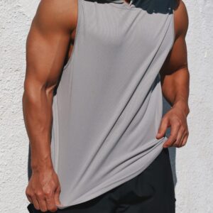 ROGUDUA Men's Hooded Tank Top Quick Dry Muscle Gym Shirts Workout Sleeveless Hoodie 3 Pack Black White Grey US Size L