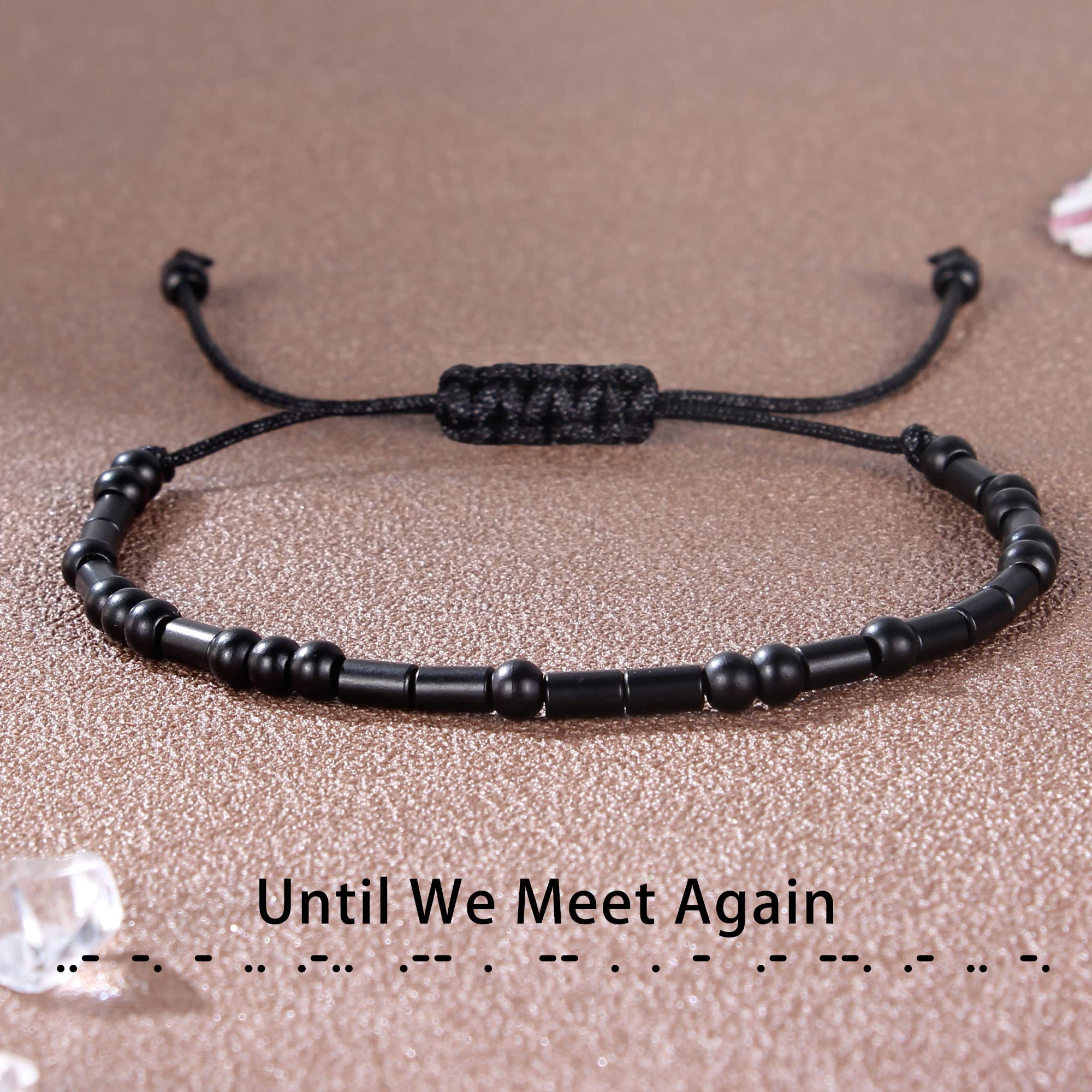 Btysun Memorial Gifts for Loss of Mother Father Morse Code Bracelets for Women Bereavement Secret Message Mourning Link Bracelet