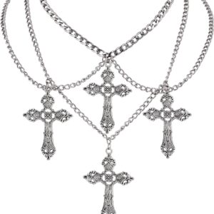 Sacina Gothic Cross Choker Necklace, Zinc Alloy Cross Pendant, Goth Halloween Christmas New Year Jewelry Gift for Women