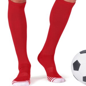 FITRELL 2 Pack Baseball Soccer Softball Socks for Kids Youth Men & Women Over-the-Calf Knee High Football Socks, nfl, Red, X-Small