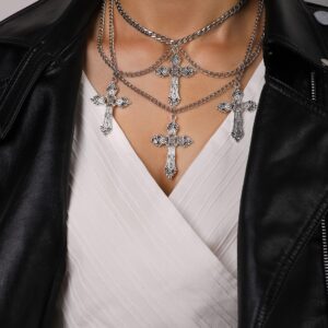 Sacina Gothic Cross Choker Necklace, Zinc Alloy Cross Pendant, Goth Halloween Christmas New Year Jewelry Gift for Women