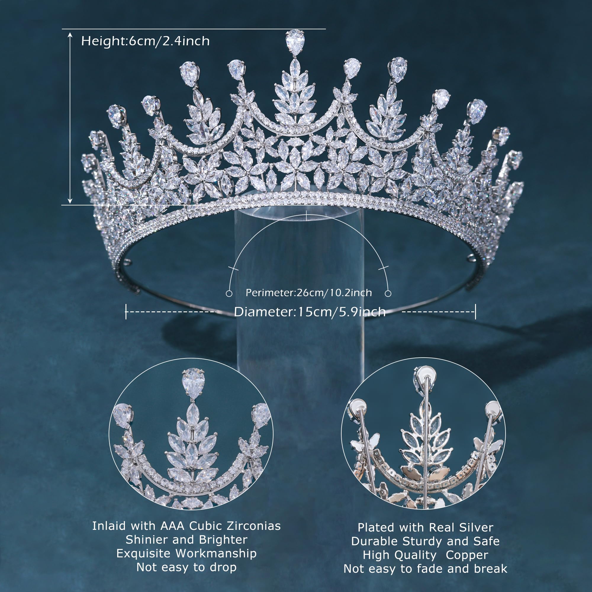 FASNAHOK CZ Wedding Tiaras and Crowns for Women Bridal Princess Full Cubic Zirconia Crystal Headpieces for Sweet 16 Birthday Party Pageant Prom Headdress Hair Accessories