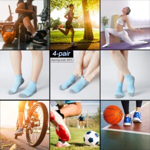 GOGOGOAL Anti-slip Ankle Sock Men Women Elder Hospital Non-slip Slipper Sock Tape Athletic Trainning Sock for Yoga Soccer Gym cycling Light Blue L 4P