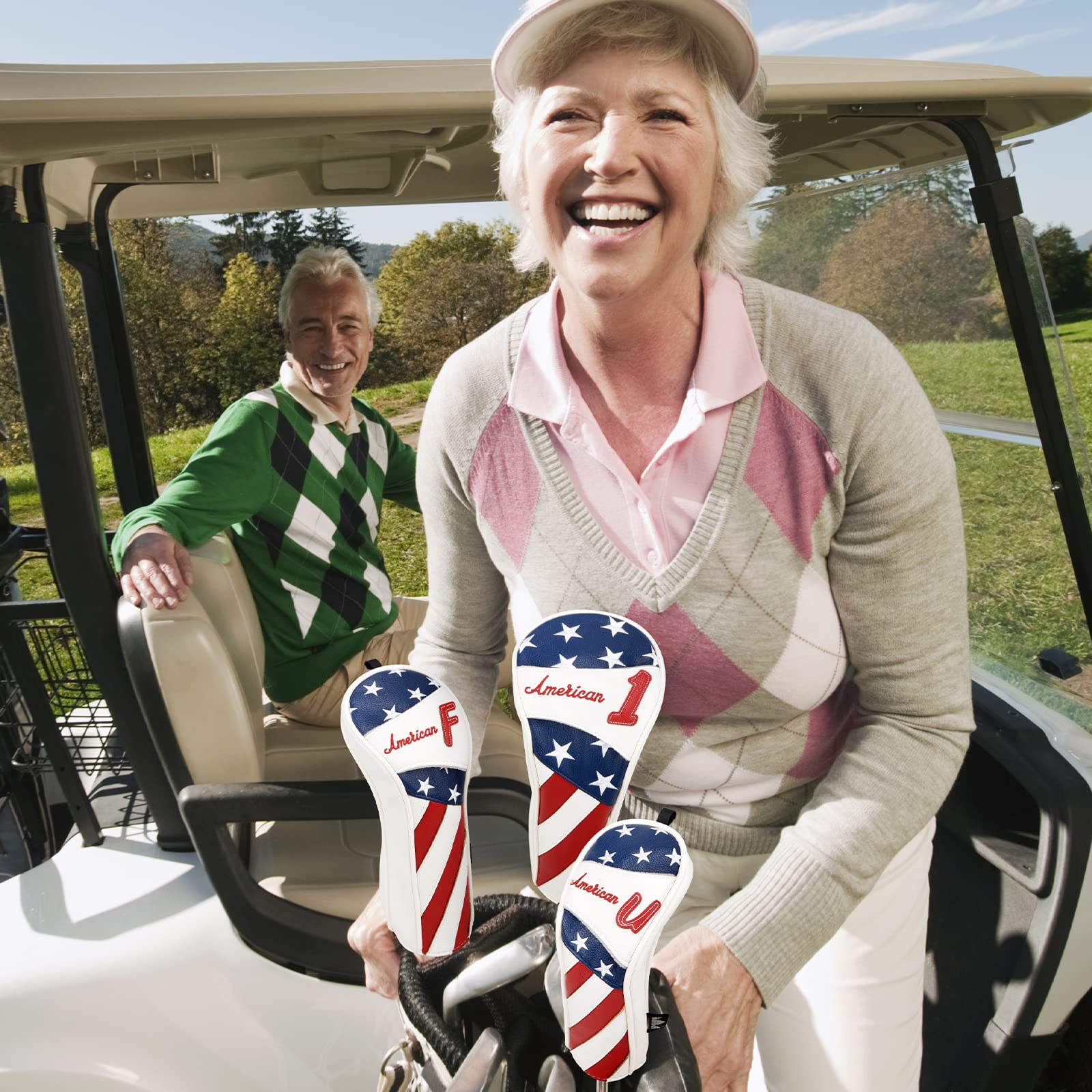 Craftsman Golf Updated US Style Patriotic Stars and Stripes Red White Blue Driver Cover Headcover for Golf Clubs