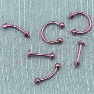 BLISI 6pcs Body Piercing Jewelry Lot 16G Titanium Nose Septum Lip Cartilage Tragus Eyebrow Industrial Barbell Horseshose Piercing Kit Jewelry 8mm/10mm (6pcs Pink, 16G 1.2x10x3)