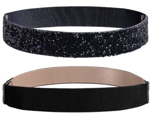 lovful elastic rhinestone belt,shiny sparkly waist belt,stretch belts for women dresses,black