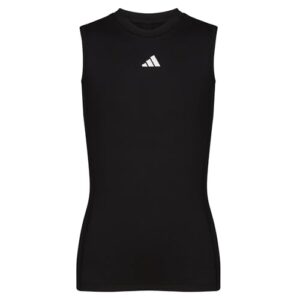 adidas boys' moisture wicking techfit compression shirt sleeveless, black, medium (10/12)