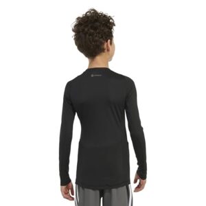 adidas Boys' Moisture Wicking Compression T-Shirt Techfit Athletic Long Sleeve Tee, Black/Chest Logo, Large (14/16)