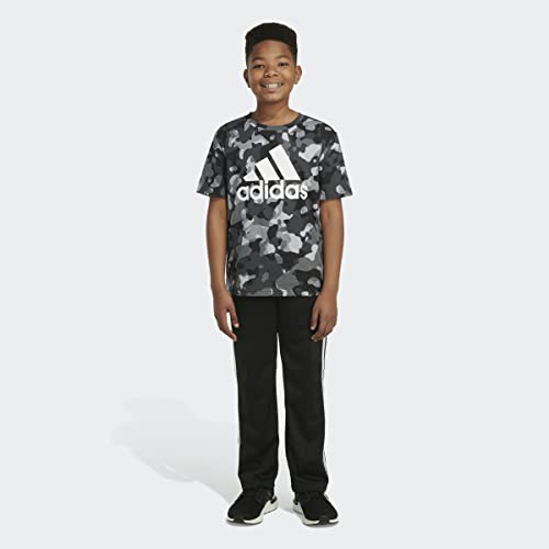 adidas Boys' Core-camo All Over Print Short Sleeve Tee (Big Kids), Black, X-Large (18/20)