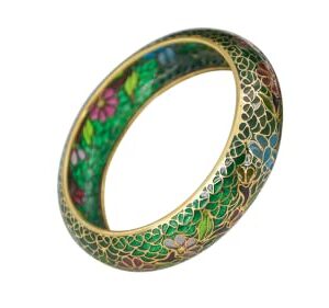 Cloisonne Bracelet for Women Jewelry Transparent Colorful Wide Wrist Atmosphere Bracelet (Green, copper)