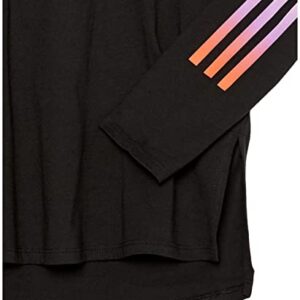 adidas Girls' Big Long Sleeve Hooded Graphic Tee, Allover/Black, Medium (10/12)