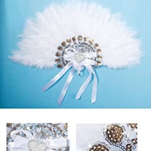 Luxury Feather Fans for Wedding Spanish Lace Feather Dance Fan Wedding Party Gift Wedding Decoration Handmade Hand Fan