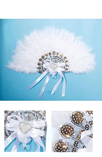 Luxury Feather Fans for Wedding Spanish Lace Feather Dance Fan Wedding Party Gift Wedding Decoration Handmade Hand Fan