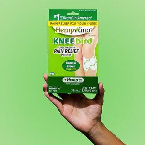 Hempvana Knee Bird Knee Relief Patch, FDA-Listed Doctor-Designed, AS-SEEN-ON-TV, Cool Numb Hemp Triple Action Technology Up to 8 Hours of Relief, Ergonomic Knee Design, Bends & Flexes When You Move