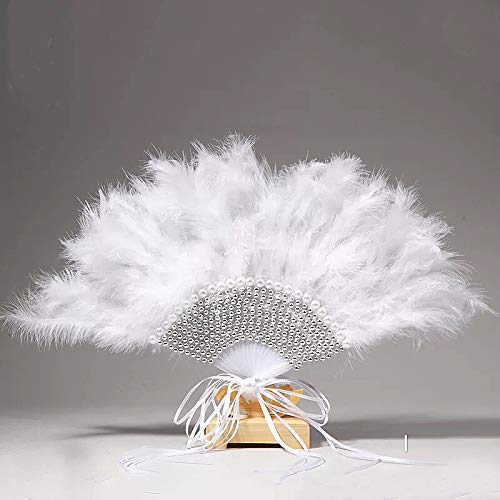 Handmade Wedding Bridal Feather Fans DIY Lace Slik White Ladies Fan for Dance Wedding Decoration DIY Hand Fan Abanicos para Boda