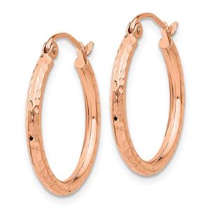 14K Rose Gold Polished Diamond Cut 3/4 inch Round Hoop Earrings| Real Rose Gold Click Top Hoop Earrings