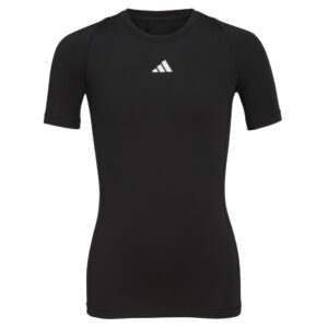 adidas boys' moisture wicking techfit compression shirt short sleeve, black, large (14/16)