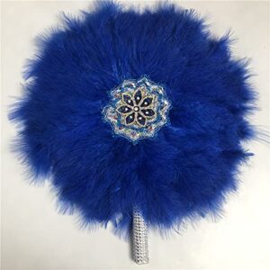 African Feather Hand Fan Custom Handmade Fans for Wedding Decoration Lace Dance Feather Fan Party Favors Abanicos para Boda