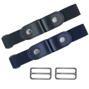 macoking No Buckle Belt Women Belts for Jeans No Show Elastic Belt for Women Men 2 Pack