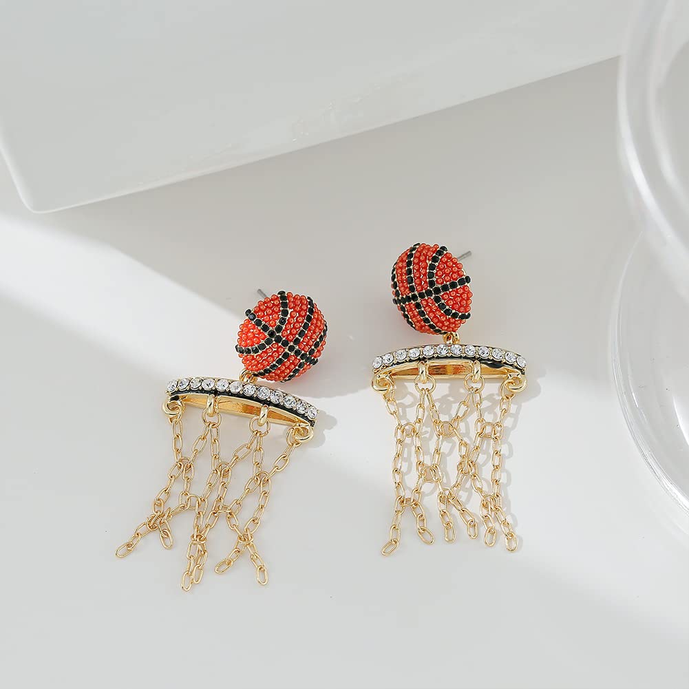 LILIE&WHITE Cute Basketball Dangle Earrings For Women Basketball Jewelry For Moms Sport Game Earrings Jewelry Gold Drop Earrings