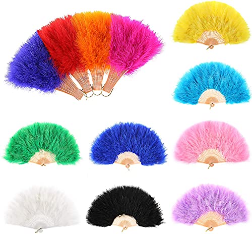 Wedding Large Feather Hand Fan Flapper Costume Accessories Feather Folding Handheld Fan for Dance Party Feather Fans for Wedding