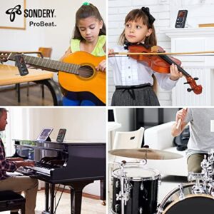 Sondery Digital Metronome for Guitar Piano Drum and All Instruments with Timer, English Vocal Counting and 3 Different Sounds with Earphone Jack and Flashing Light, Loud Volume, Rechargeable