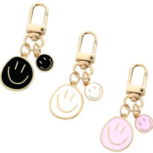 HOSBY 3 Pcs Smile Expression Keychains for Women, Bag Charms Key Chain Car Key Ring Pendant for Purse, Handbag Bag, Earphone Case Decoration Accessories