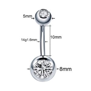 ZGWAUYYDS Belly Button Rings Surgical Stainless Steel for Women Pearl Belly Button Piercing Jewelry Barbell Stud Body Piercing (style 2)