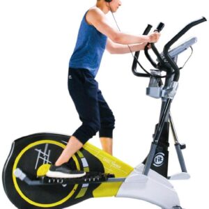 V-950X Extra Length Motorized 19" Stride Programmable Elliptical Cross Trainer - Cardio Fitness Strength Conditioning Workout for home use or gym (V-950X, Black/Yellow)