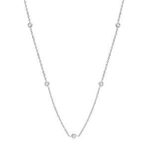 DYUNQ Moissanite Necklace for Women Sterling Silver, Station Tennis Choker Layering Bezel Set Chain, 2.5MM 0.3cttw Lab Created Diamond Dainty Simple Adjustable 16 Inch to 18 Inch