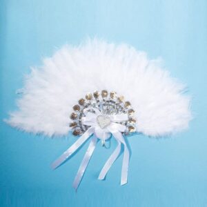 Luxury Feather Fans for Wedding Spanish Lace Feather Dance Fan Wedding Party Gift Wedding Decoration Handmade Hand Fan