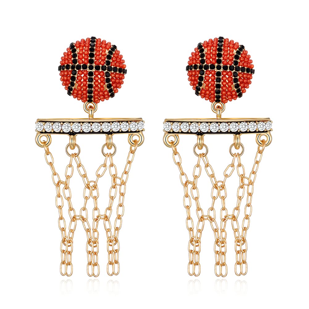 LILIE&WHITE Cute Basketball Dangle Earrings For Women Basketball Jewelry For Moms Sport Game Earrings Jewelry Gold Drop Earrings