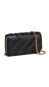 tory burch women's fleming soft chain wallet, black, one size