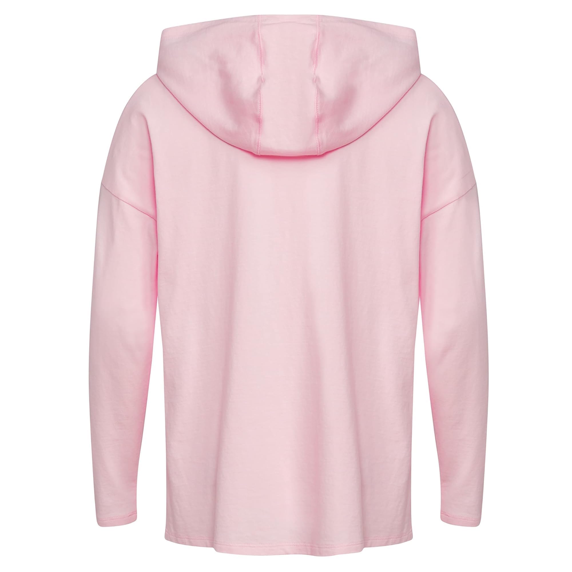 adidas Girls' Big Long Sleeve Hooded Graphic Tee, Clear Pink, Small (7/8)