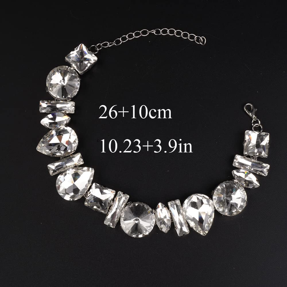 Missgrace Boho Women Dainty Chunky Short Rhinestones Prom Choker Necklaces for Women Luxurious Bar Choker Necklace for Women