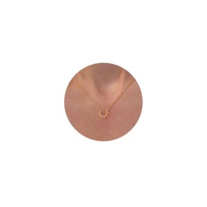 VRIUA Sun Necklace for Women 14k Gold Plated Sun Pendant Dainty Gold Necklace Minimalist Simple Jewelry