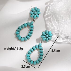 Zhang shine Turquoise Earring Bohemian Style Flowers Dangle Drop Fashion Vintage Valentine Women Jewelry