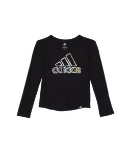 adidas girls' long sleeve vent graphic tee, black, 4